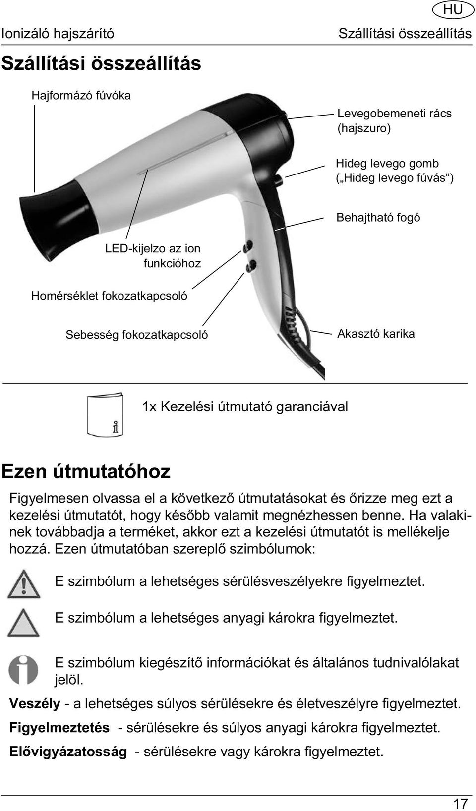 kezelési útmutatót, hogy később valamit megnézhessen benne. Ha valakinek továbbadja a terméket, akkor ezt a kezelési útmutatót is mellékelje hozzá.