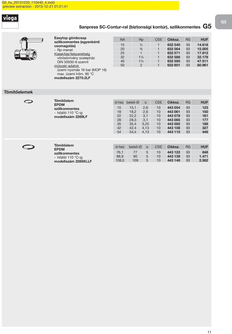 961 Tömítőelemek Tömítőelem EPDM szilikonmentes hőálló 110 C-ig modellszám 2289LF d-hez belső-ø s CSE Cikksz.