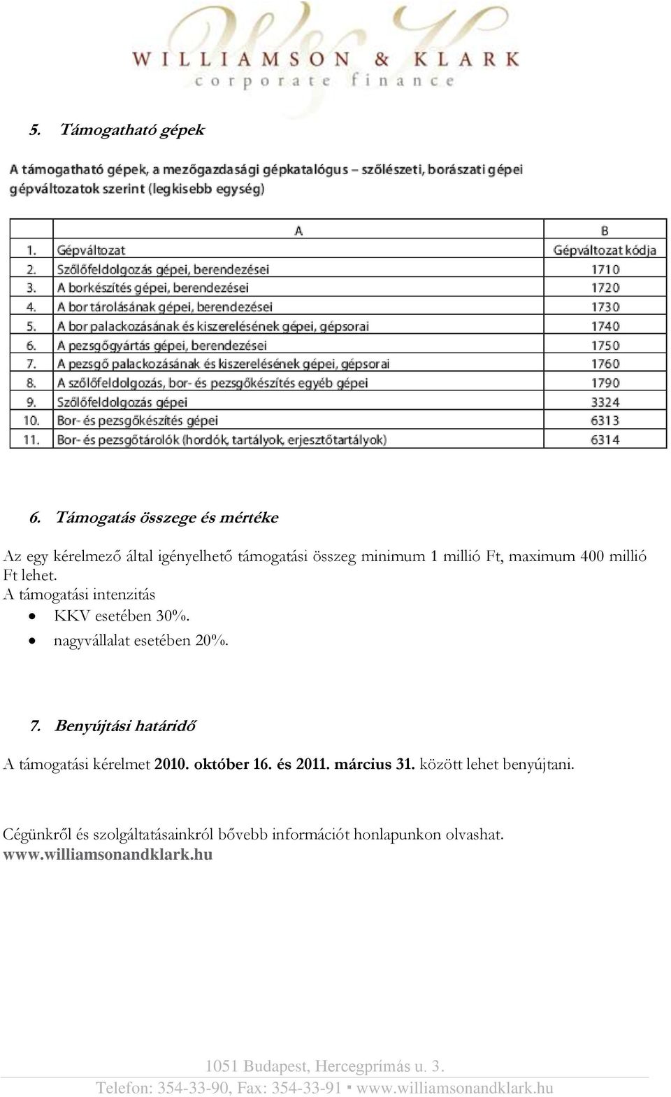 maximum 400 millió Ft lehet. A támogatási intenzitás KKV esetében 30%. nagyvállalat esetében 20%. 7.