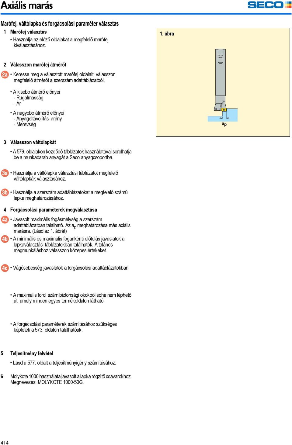 ábra 2 Válasszon marófej átmérőt Keresse meg a választott marófej oldalait, válasszon megfelelő átmérőt a szerszám adattáblázatból.