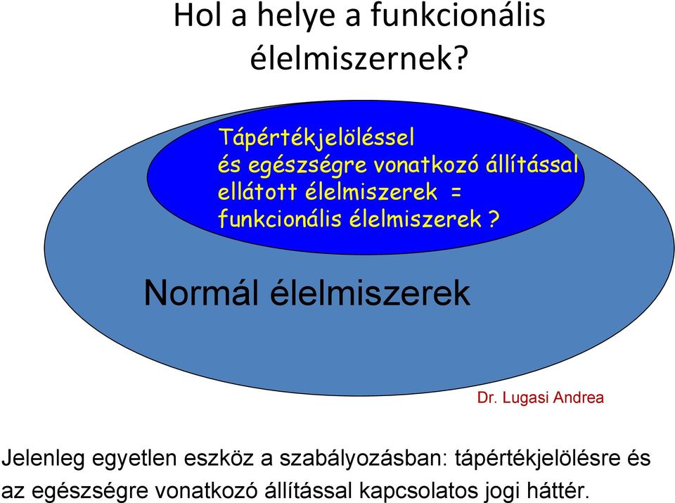 = funkcionális élelmiszerek? Normál élelmiszerek Dr.