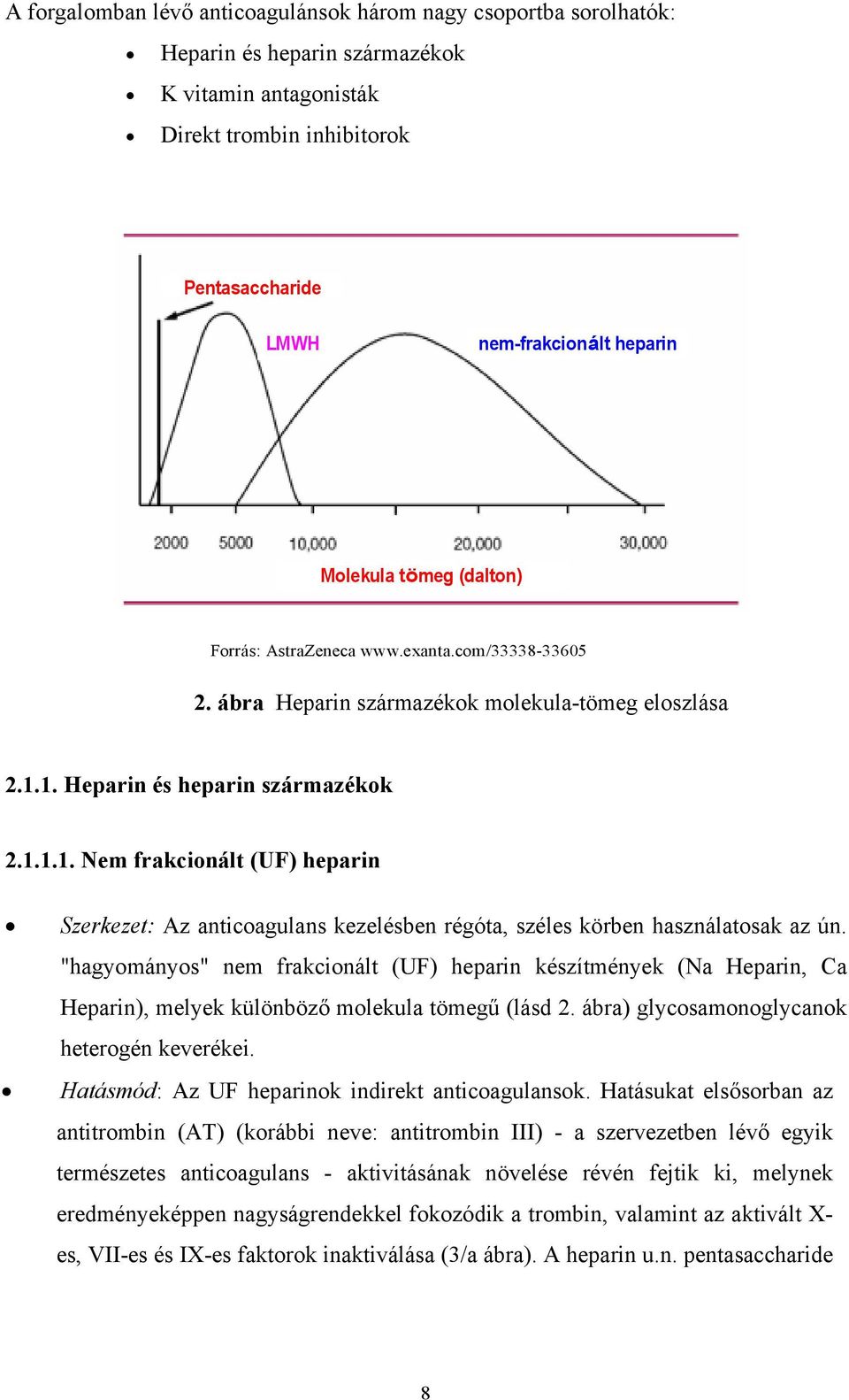 1. Heparin és heparin származékok 2.1.1.1. Nem frakcionált (UF) heparin Szerkezet: Az anticoagulans kezelésben régóta, széles körben használatosak az ún.