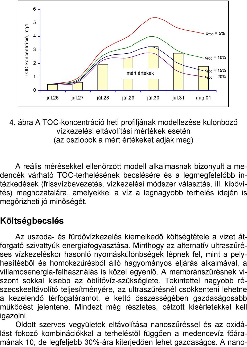 bizonyult a medencék várható TOC-terhelésének becslésére és a legmegfelelőbb intézkedések (frissvízbevezetés, vízkezelési módszer választás, ill.