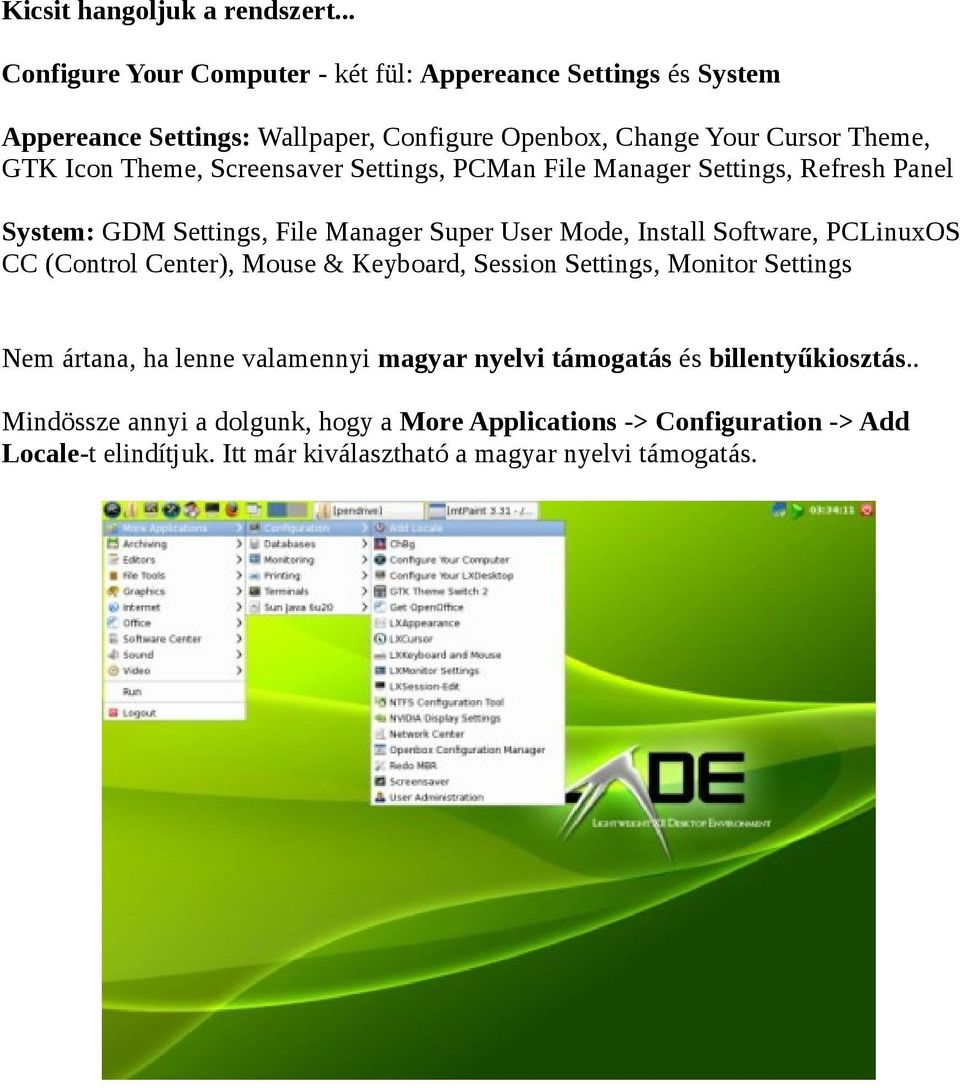 Theme, Screensaver Settings, PCMan File Manager Settings, Refresh Panel System: GDM Settings, File Manager Super User Mode, Install Software, PCLinuxOS CC