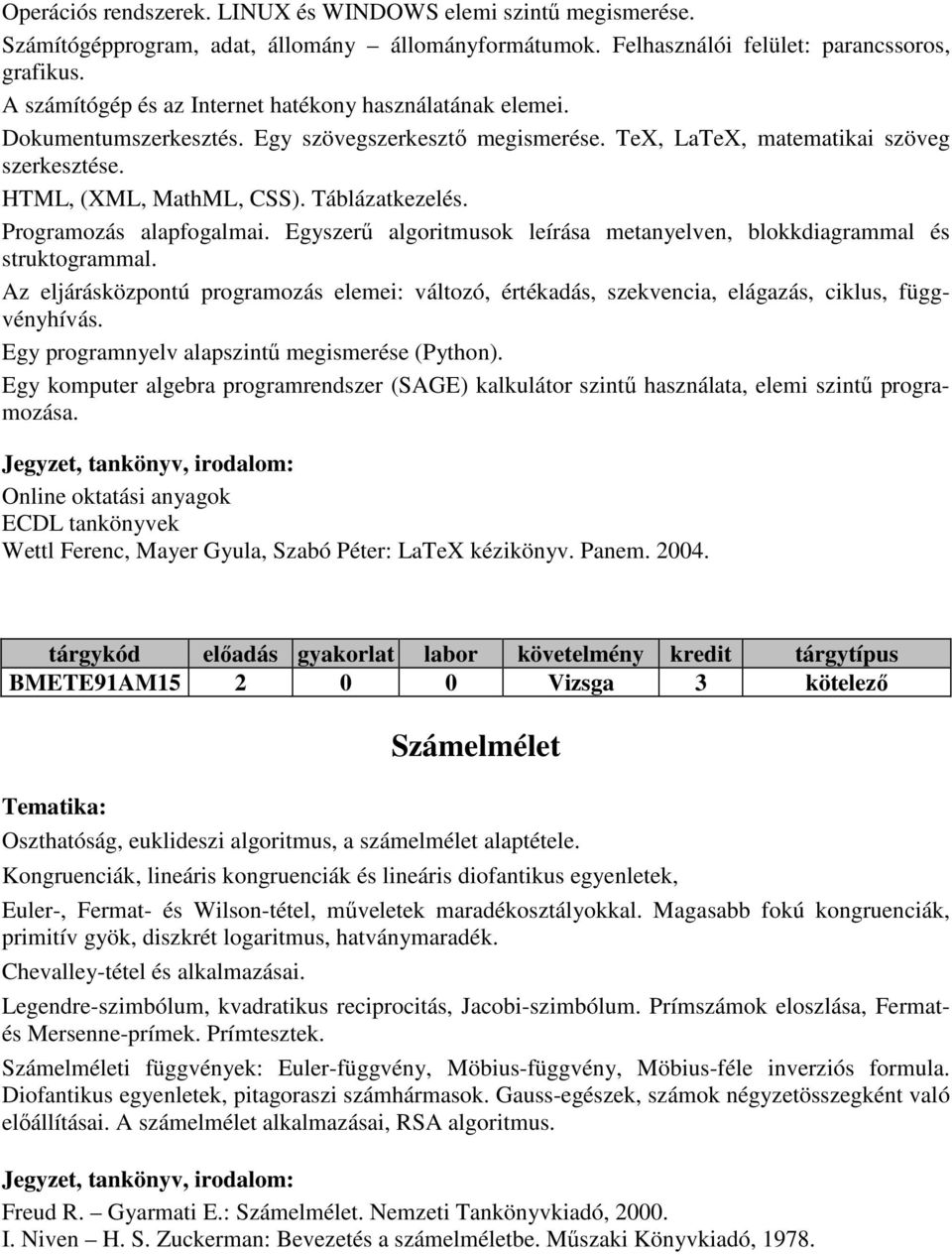 Táblázatkezelés. Programozás alapfogalmai. Egyszerű algoritmusok leírása metanyelven, blokkdiagrammal és struktogrammal.