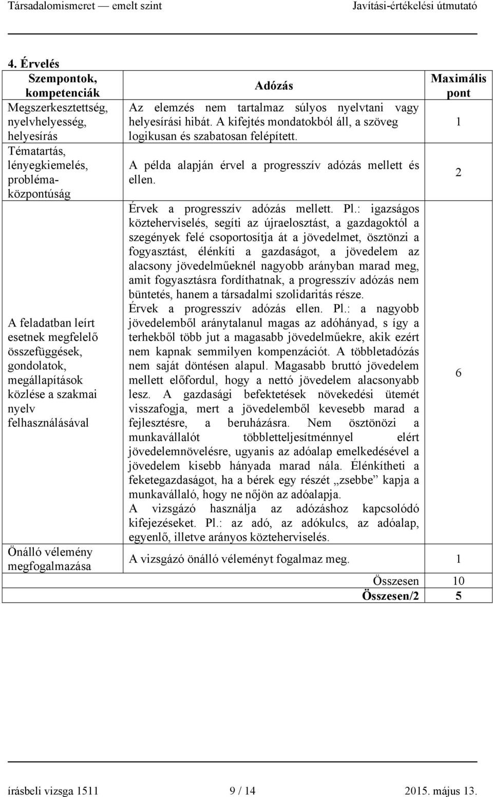 Érvek a progresszív adózás mellett. Pl.