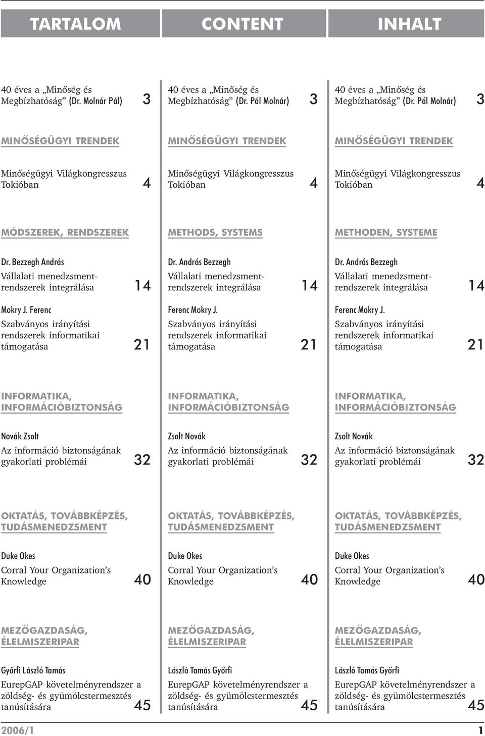 MÓDSZEREK, RENDSZEREK METHODS, SYSTEMS METHODEN, SYSTEME Dr. Bezzegh András Vállalati menedzsmentrendszerek integrálása 14 Mokry J.