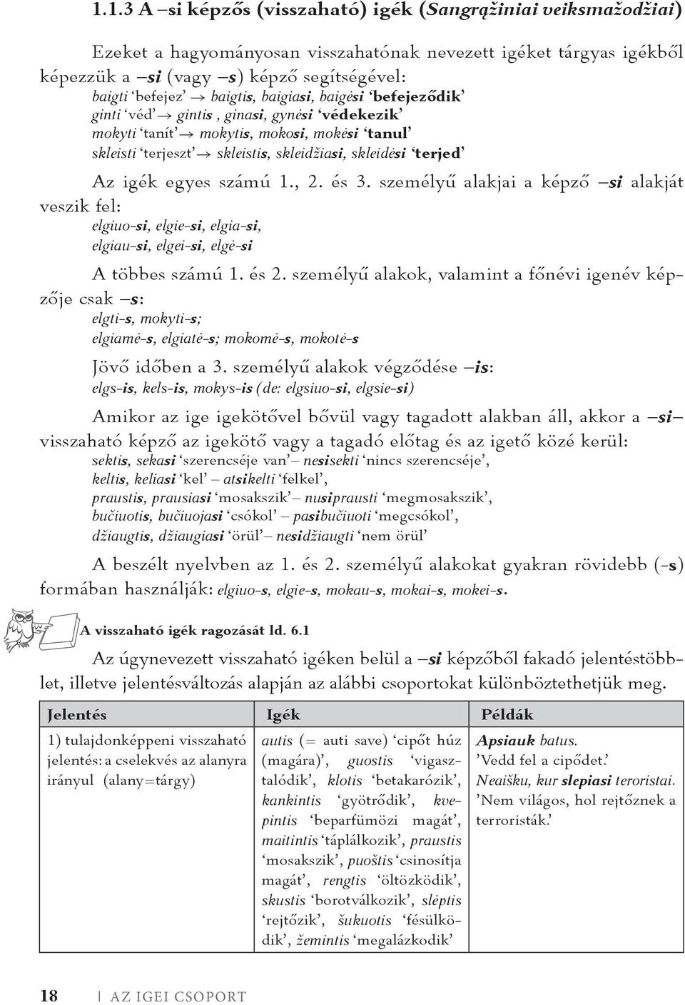 számú 1., 2. és 3. személyű alakjai a képző si alakját veszik fel: elgiuo-si, elgie-si, elgia-si, elgiau-si, elgei-si, elgė-si A többes számú 1. és 2.