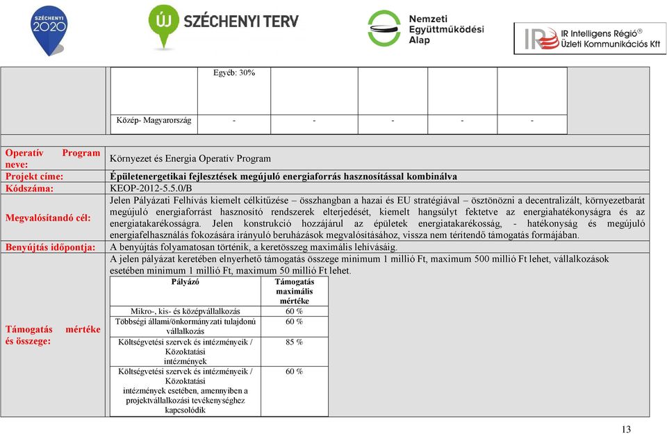 kiemelt hangsúlyt fektetve az energiahatékonyságra és az energiatakarékosságra.