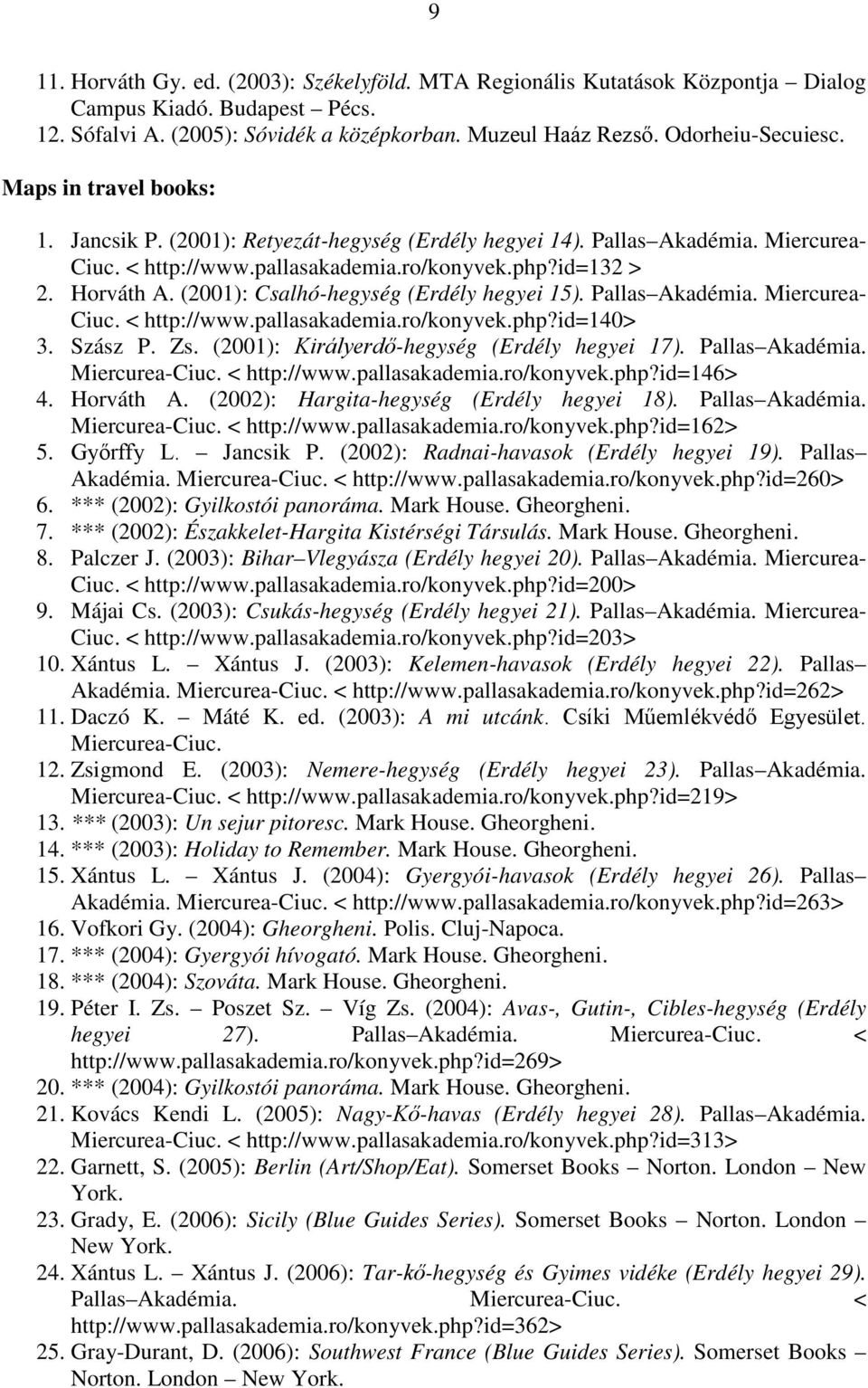 (2001): Csalhó-hegység (Erdély hegyei 15). Pallas Akadémia. Miercurea- Ciuc. < http://www.pallasakademia.ro/konyvek.php?id=140> 3. Szász P. Zs. (2001): Királyerdő-hegység (Erdély hegyei 17).