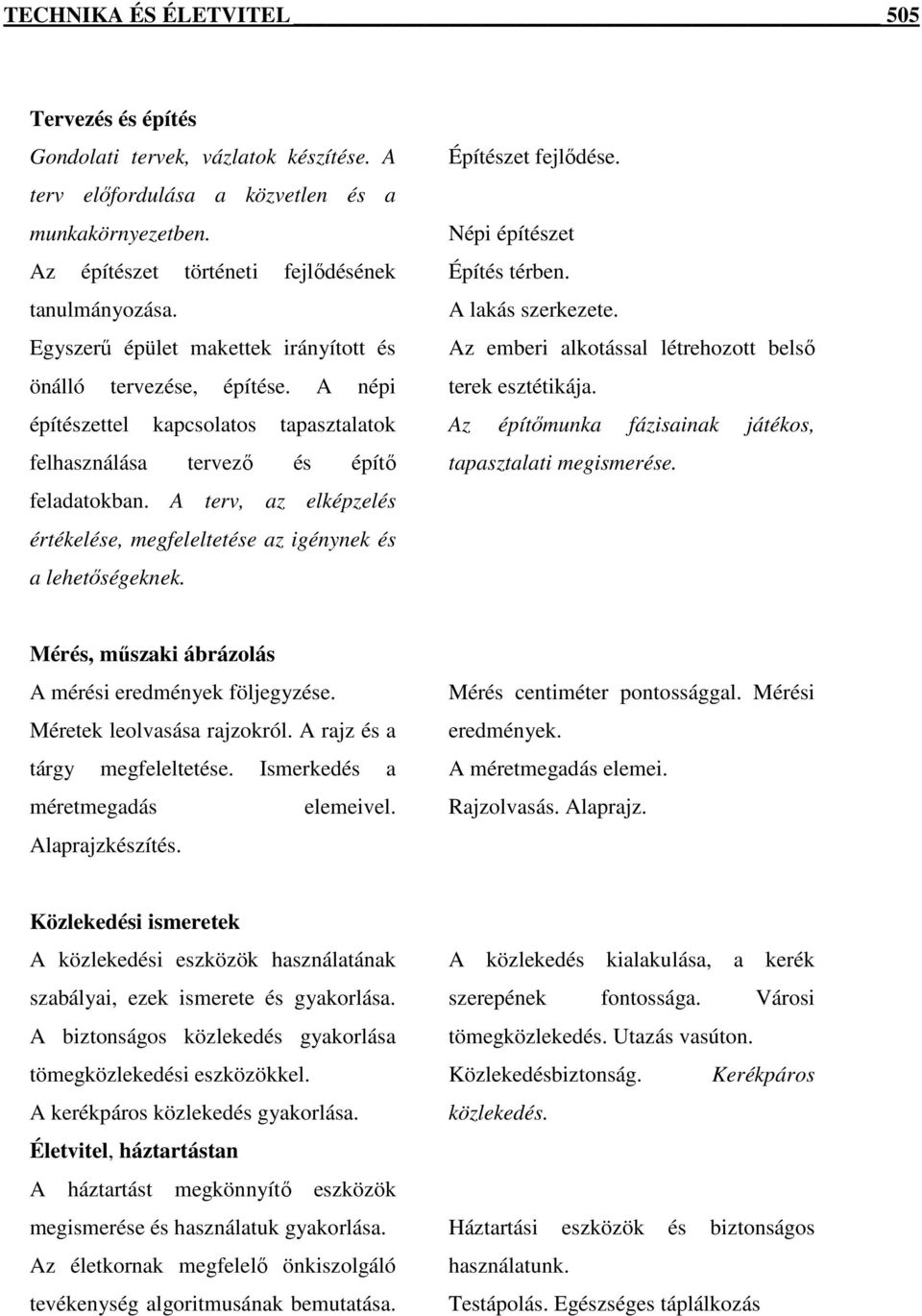 A terv, az elképzelés értékelése, megfeleltetése az igénynek és a lehetıségeknek. Építészet fejlıdése. Népi építészet Építés térben. A lakás szerkezete.