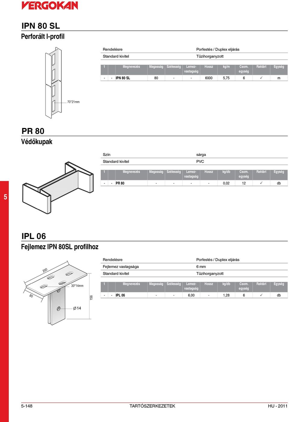 - - - 0,02 12 P db IPL 06 Fejlemez IPN 80SL profilhoz