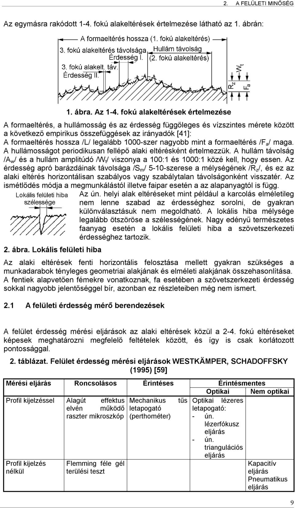 legalább 1000-szer nagyobb mint a formaeltérés /F a / maga. A hullámosságot periodikusan fellépő alaki eltérésként értelmezzük.