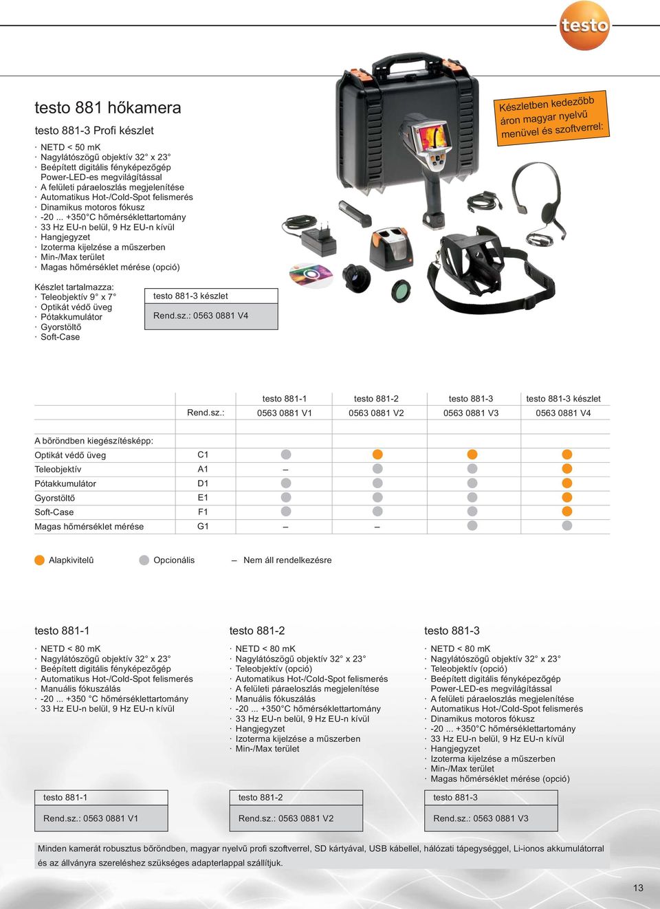 .. +350 C hőmérséklettartomány 33 Hz EU-n belül, 9 Hz EU-n kívül Hangjegyzet Izoterma kijelzése a műszerben Min-/Max terület Magas hőmérséklet mérése (opció) Készletben kedezőbb áron magyar nyelvű