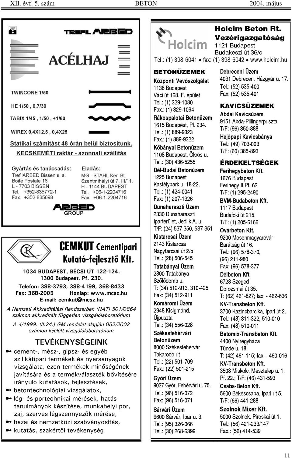 hu A Nemzeti Akkreditálási Rendszerben (NAT) 501/0864 számon akkreditált független vizsgálólaboratórium A 4/1999. (II.24.