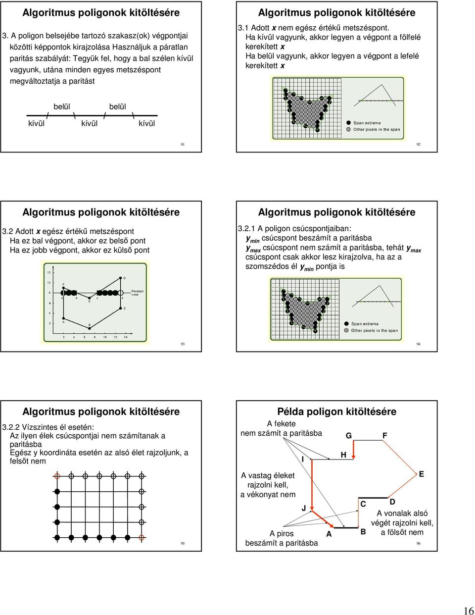 paritást  Aott nem egés értékű metséspont.