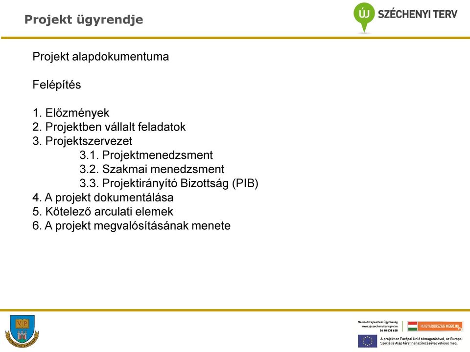 2. Szakmai menedzsment 3.3. Projektirányító Bizottság (PIB) 4.