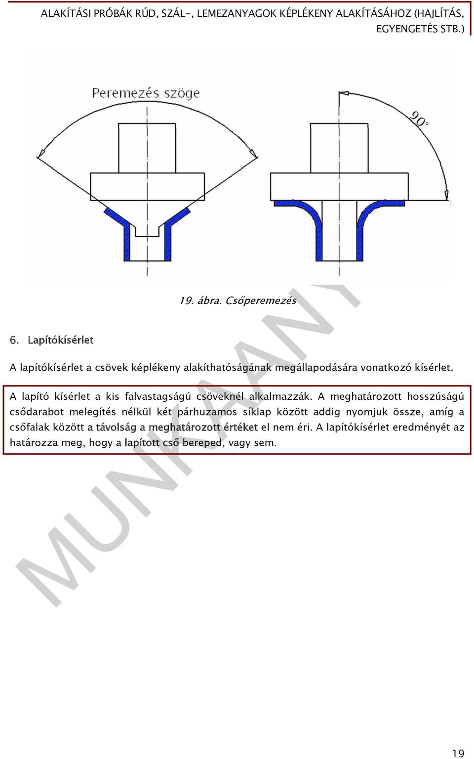 A lapító kísérlet a kis falvastagságú csöveknél alkalmazzák.