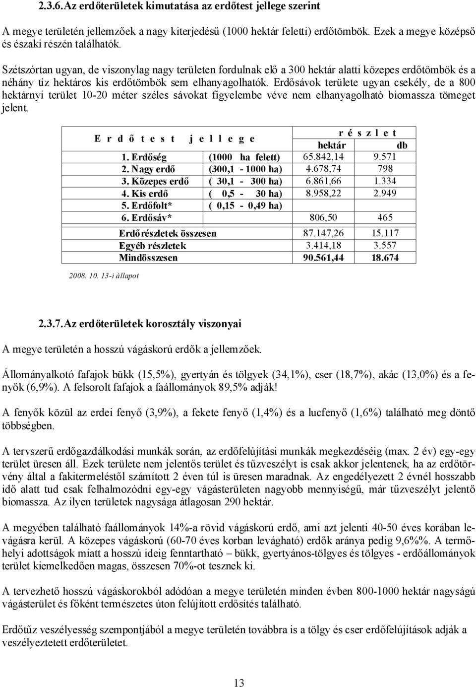 Erdősávok területe ugyan csekély, de a 800 hektárnyi terület 10-20 méter széles sávokat figyelembe véve nem elhanyagolható biomassza tömeget jelent.