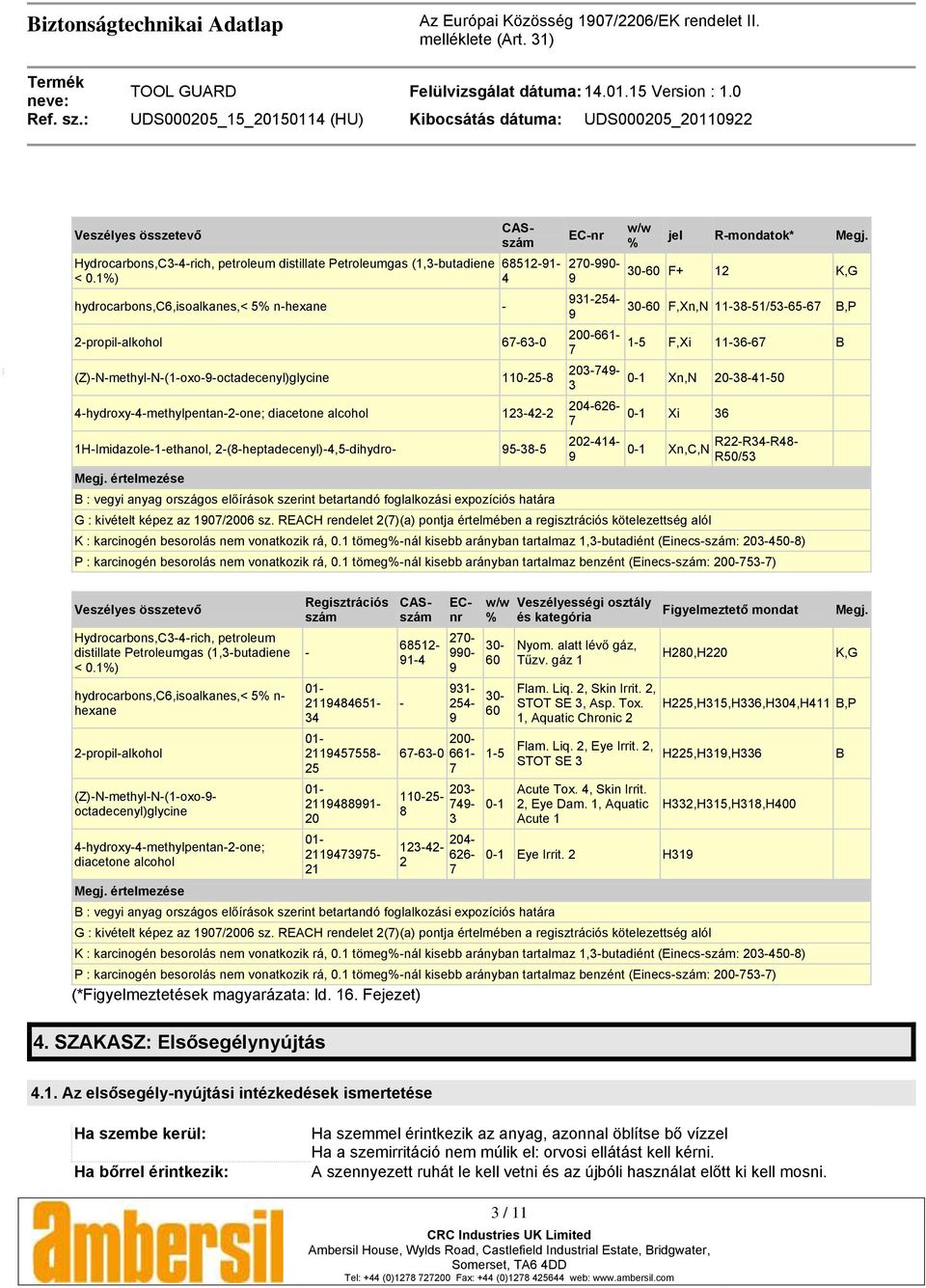 123-42-2 1H-Imidazole-1-ethanol, 2-(8-heptadecenyl)-4,5-dihydro- 95-38-5 Megj.