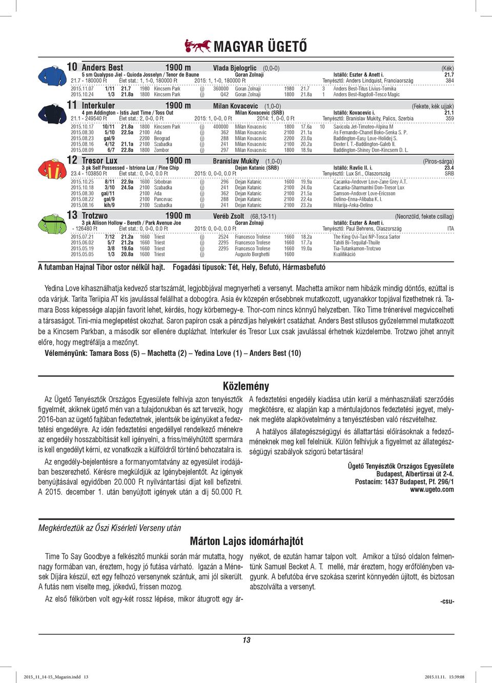 7 3 Anders Best-Titus Livius-Tomika 2015.10.24 1/3 21.8a 1800 Kincsem Park (j) Q42 Goran Zolnaji 1800 21.