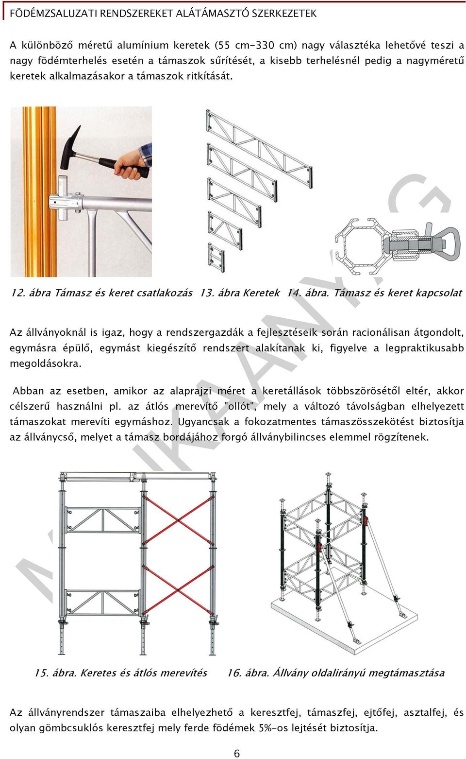 Támasz és keret csatlakozás 13. ábra 