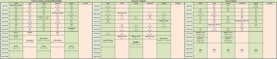 00-9.45 V.Zs. Lné.N.A. V.B. Lné.N.A. Sz.F. O-Cs.Z. G.Jné V.B. Sz.F. V.B. V.B. 10.00-10.45 5.b 6.c 6.b 7.ab (nem táncos) 3.a 1. testnevelés 6.b 7. 4. 3.a 3.b 4.b 6.a 10.00-10.45 10.00-10.45 G.Jné V.B. Sz.F. Sz.F. Szné.