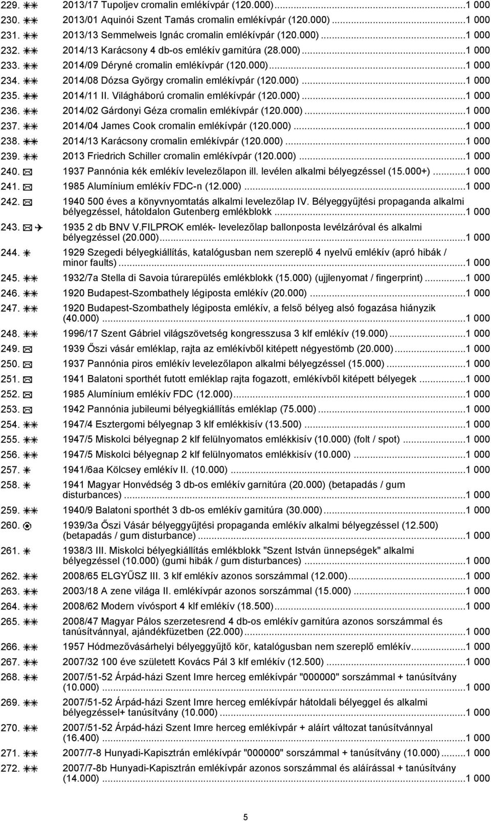 Világháború cromalin emlékívpár (120.000)...1 000 236. 2014/02 Gárdonyi Géza cromalin emlékívpár (120.000)...1 000 237. 2014/04 James Cook cromalin emlékívpár (120.000)...1 000 238.