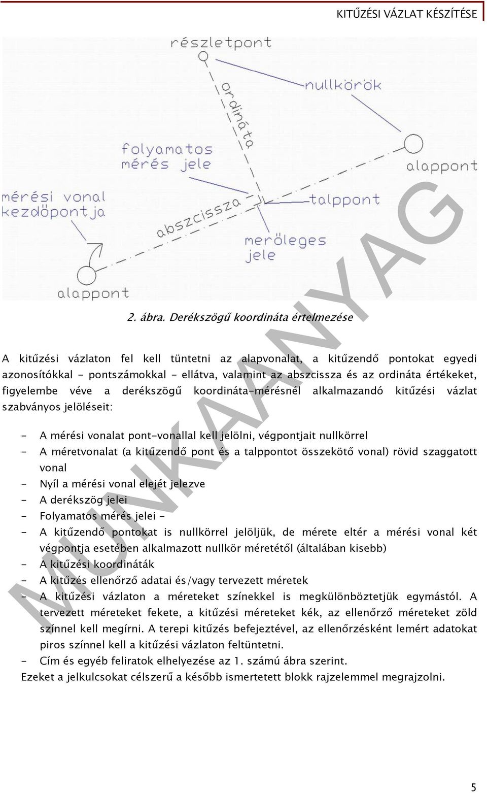 értékeket, figyelembe véve a derékszögű koordináta-mérésnél alkalmazandó kitűzési vázlat szabványos jelöléseit: - A mérési vonalat pont-vonallal kell jelölni, végpontjait nullkörrel - A méretvonalat