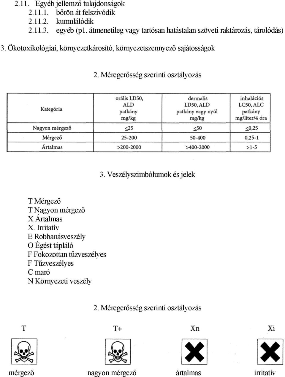 Ökotoxikológiai, környezetkárosító, környezetszennyező sajátosságok 2. Méregerősség szerinti osztályozás 3.