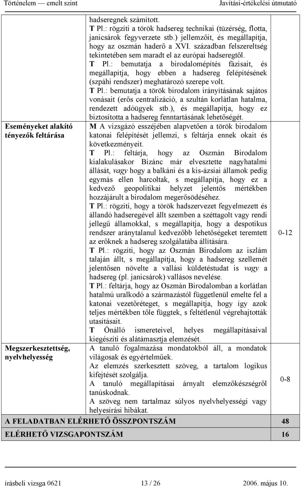 : bemutatja a birodalomépítés fázisait, és megállapítja, hogy ebben a hadsereg felépítésének (szpáhi rendszer) meghatározó szerepe volt. T Pl.