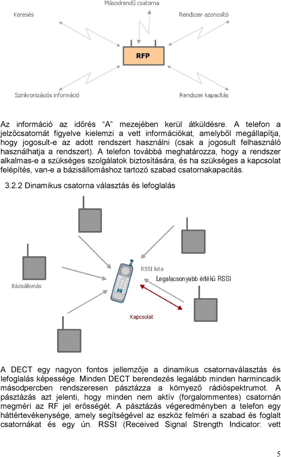 A telefon továbbá meghatározza, hogy a rendszer alkalmas-e a szükséges szolgálatok biztosítására, és ha szükséges a kapcsolat felépítés, van-e a bázisállomáshoz tartozó szabad csatornakapacitás. 3.2.