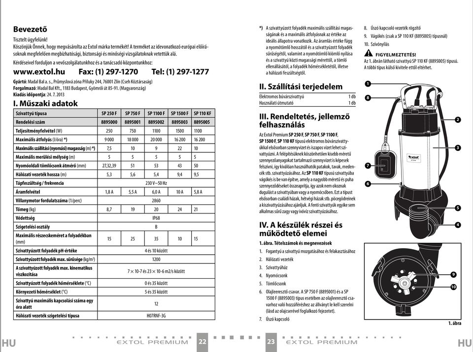 Kérdéseivel forduljon a vevőszolgálatunkhoz és a tanácsadó központunkhoz: www.extol.hu Fax: (1) 297-1270 Tel: (1) 297-1277 Gyártó: Madal Bal a. s.