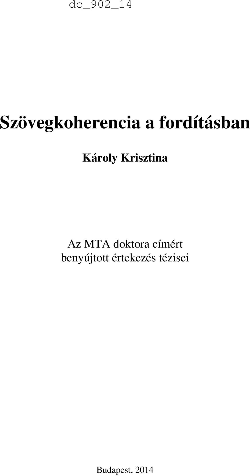 Az MTA doktora címért