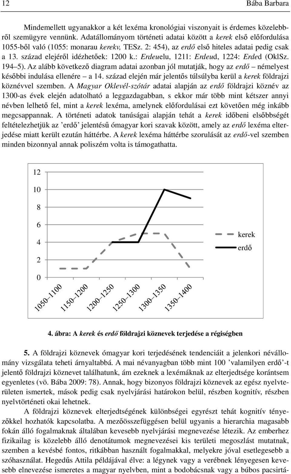 : Erdeuelu, 1211: Erdeud, 1224: Erded (OklSz. 194 5). Az alább következő diagram adatai azonban jól mutatják, hogy az erdő némelyest későbbi indulása ellenére a 14.