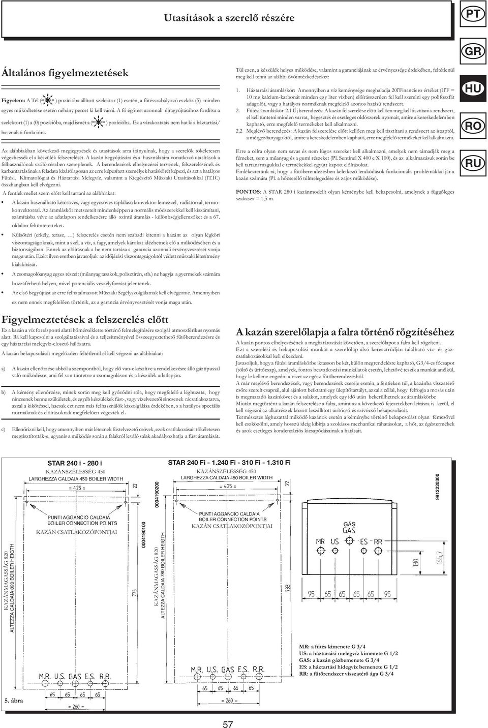 Az alábbiakban következő megjegyzések és utasítások arra irányulnak, hogy a szerelők tökéletesen végezhessék el a készülék felszerelését.