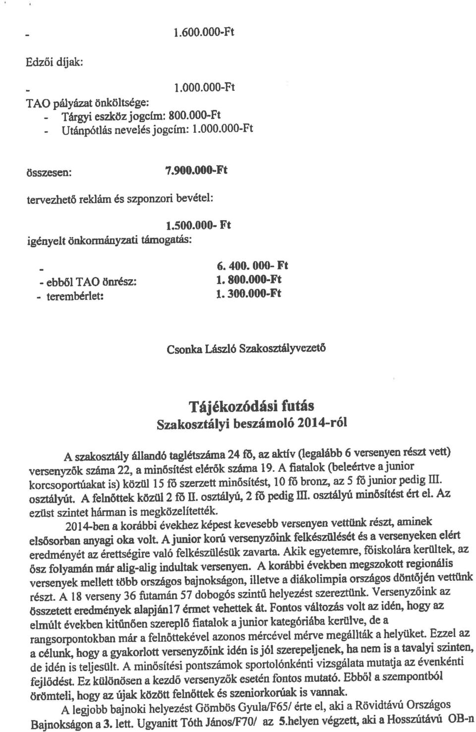 elsősorban anyagi oka volt. A junior korú versenyzőink felkészülését ás a versenyeken elért eredményét az érettségire való felkészüléswc zavarta.