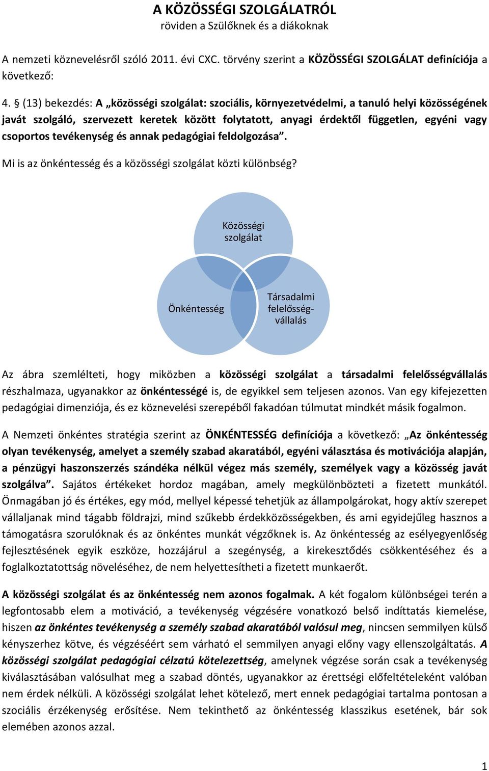 tevékenység és annak pedagógiai feldolgozása. Mi is az önkéntesség és a közösségi szolgálat közti különbség?