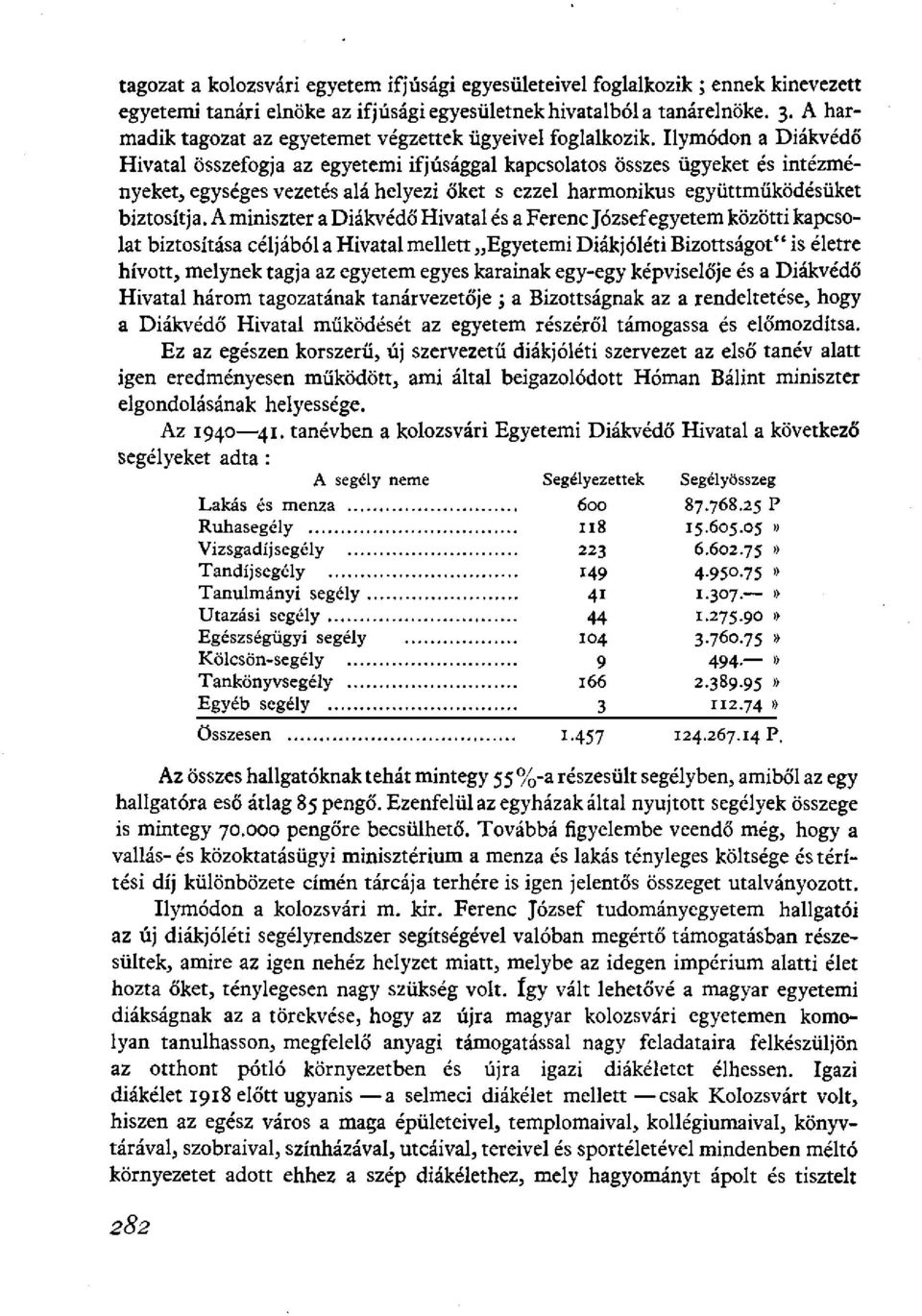 Ilymódon a Diákvédő Hivatal összefogja az egyetemi ifjúsággal kapcsolatos összes ügyeket és intézményeket, egységes vezetés alá helyezi őket s ezzel harmonikus együttműködésüket biztosítja.