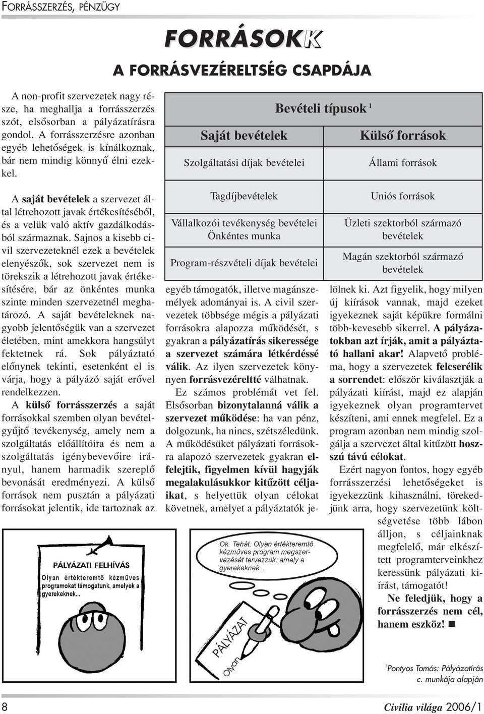 Bevételi típusok 1 Saját bevételek Külsô források Szolgáltatási díjak bevételei Állami források A saját bevételek a szervezet által létrehozott javak értékesítésébôl, és a velük való aktív