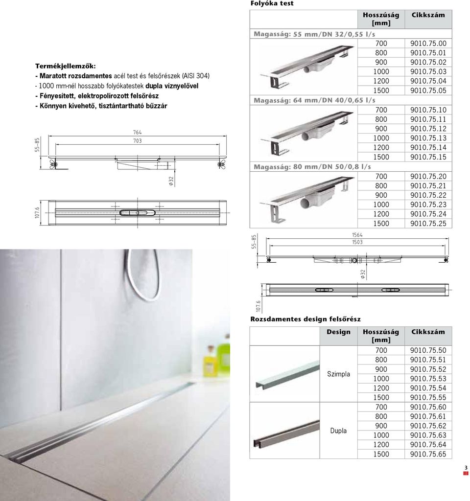 - Folyóka test 1200 9010.75.04 75 019.- 1500 9010.75.05 80 886.- Hosszúság Bevezetô ár Magasság: 64 mm/dn 40/0,65 l/s [bruttó] Magasság: 55 mm/dn 32 700 9010.75.10 58 626.- 800 9010.75.11 60 255.