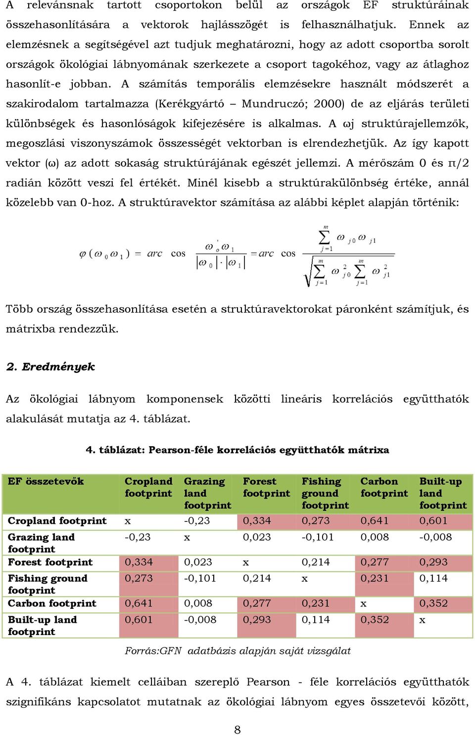 A számítás temporális elemzésekre használt módszerét a szakirodalom tartalmazza (Kerékgyártó Mundruczó; 2000) de az eljárás területi különbségek és hasonlóságok kifejezésére is alkalmas.