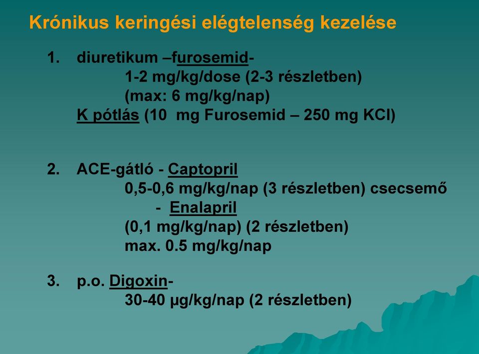 (10 mg Furosemid 250 mg KCl) 2.