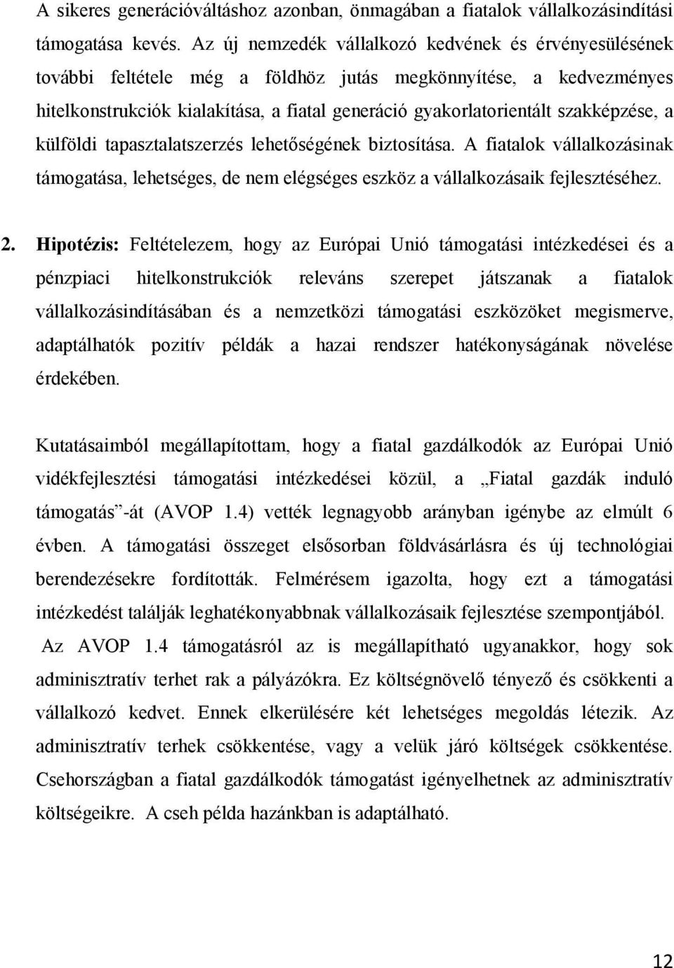 szakképzése, a külföldi tapasztalatszerzés lehetőségének biztosítása. A fiatalok vállalkozásinak támogatása, lehetséges, de nem elégséges eszköz a vállalkozásaik fejlesztéséhez. 2.