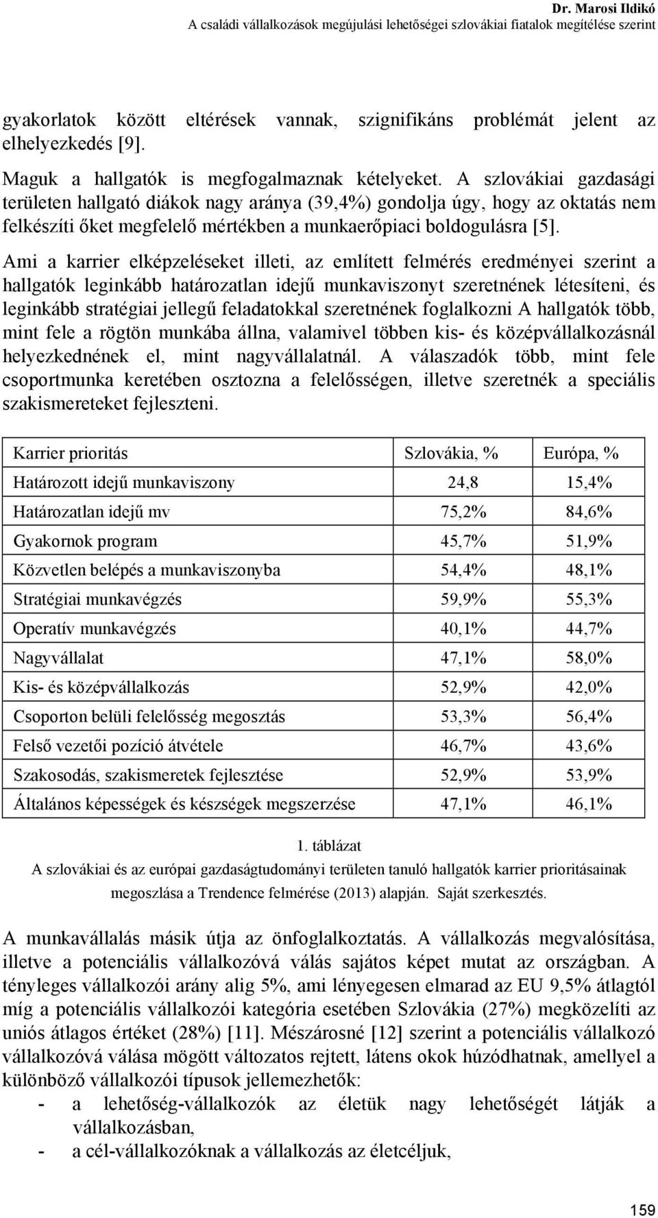 A szlovákiai gazdasági területen hallgató diákok nagy aránya (39,4%) gondolja úgy, hogy az oktatás nem felkészíti őket megfelelő mértékben a munkaerőpiaci boldogulásra [5].