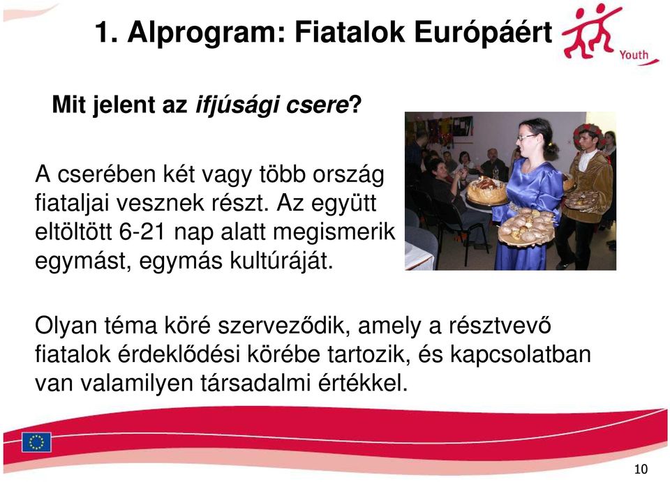 Az együtt eltöltött 6-21 nap alatt megismerik egymást, egymás kultúráját.