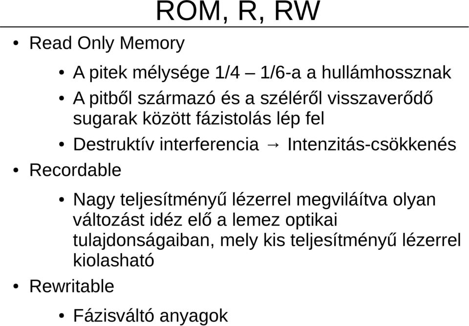 Intenzitás-csökkenés Recordable Nagy teljesítményű lézerrel megviláítva olyan változást idéz