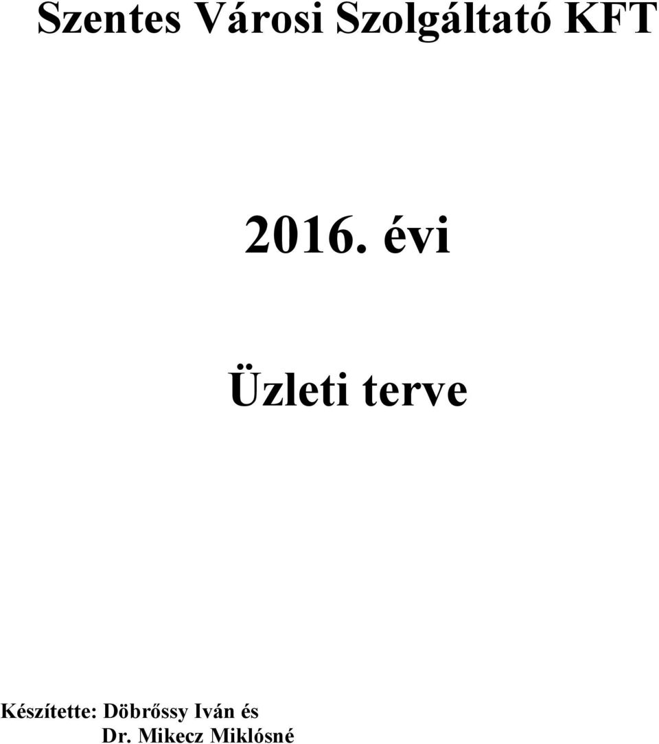 évi Üzleti terve