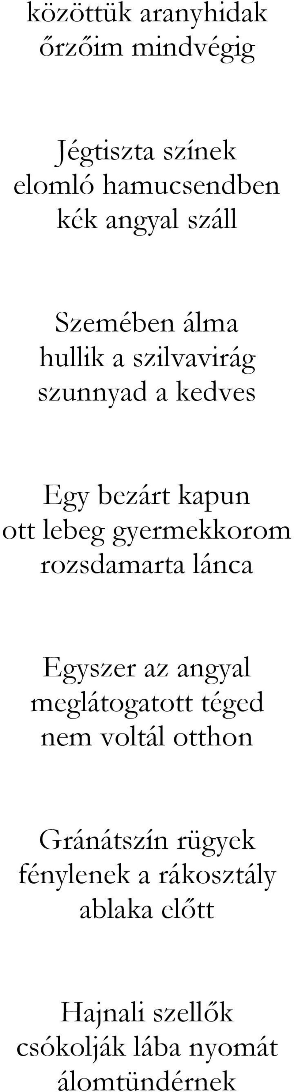 gyermekkorom rozsdamarta lánca Egyszer az angyal meglátogatott téged nem voltál otthon