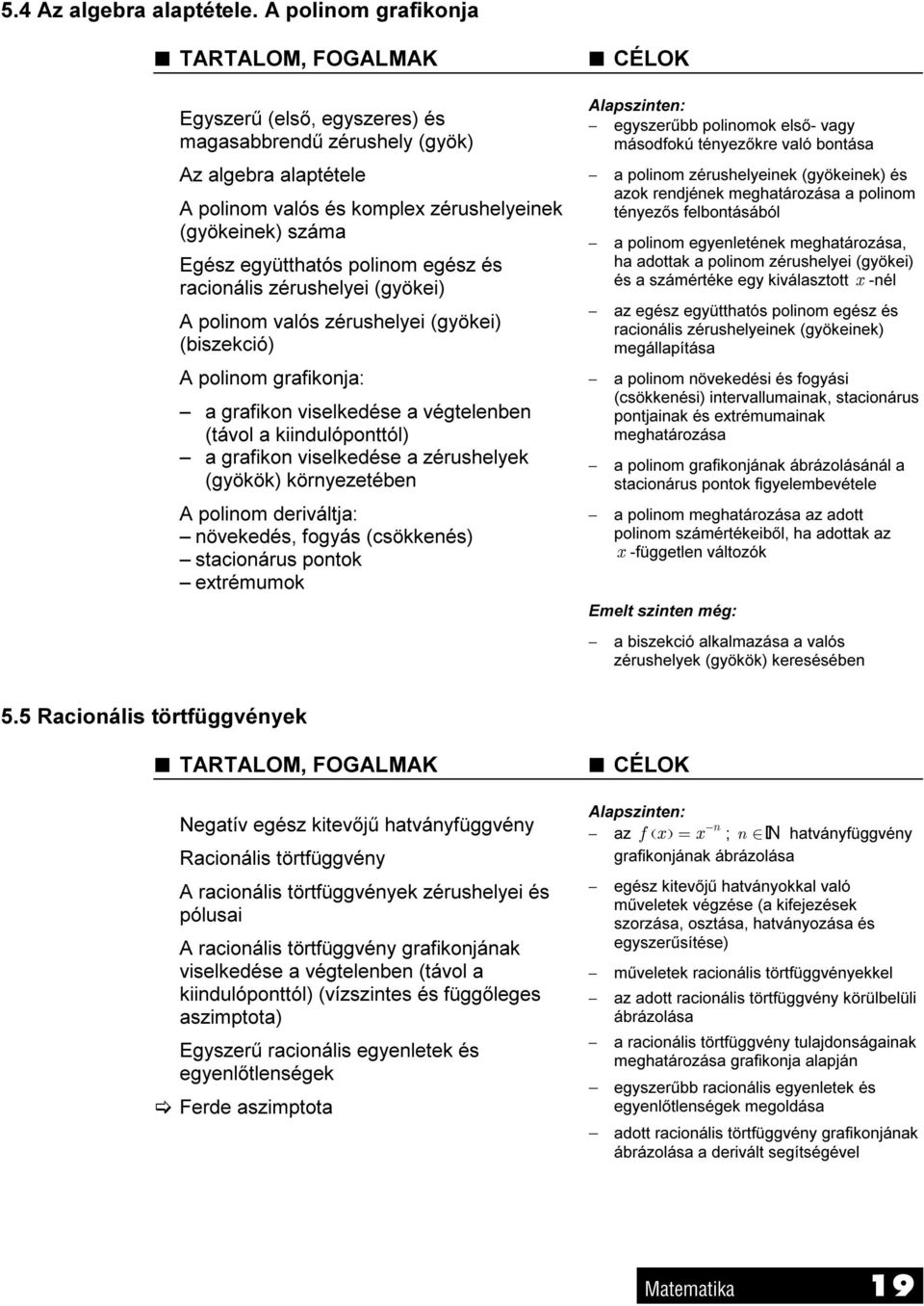 polinom egész és racionális zérushelyei (gyökei) A polinom valós zérushelyei (gyökei) (biszekció) A polinom grafikonja: a grafikon viselkedése a végtelenben (távol a kiindulóponttól) a grafikon